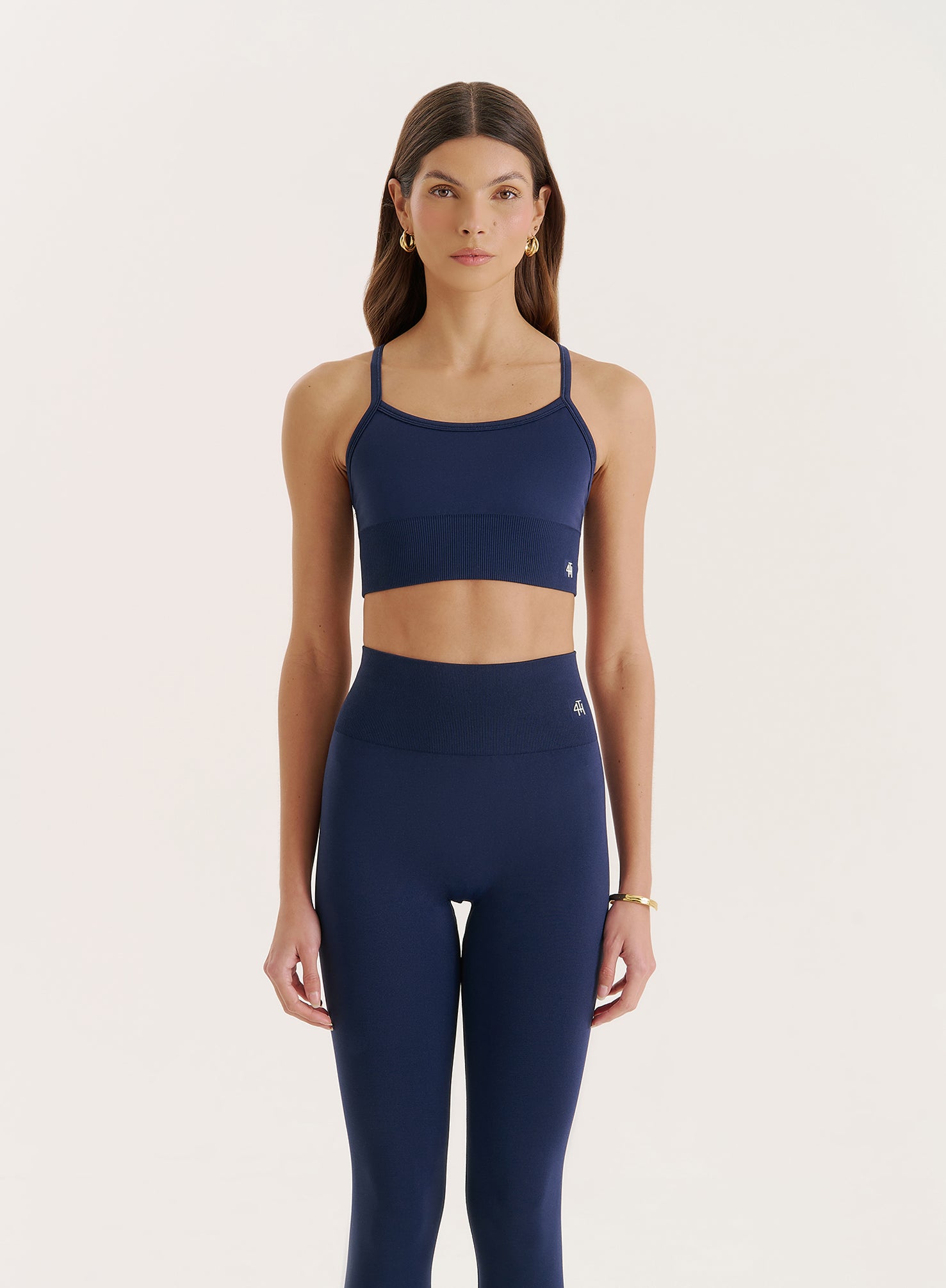 Navy Racer Back Seamless Sports Bra